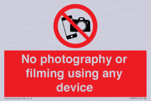 No photography or filming using any device